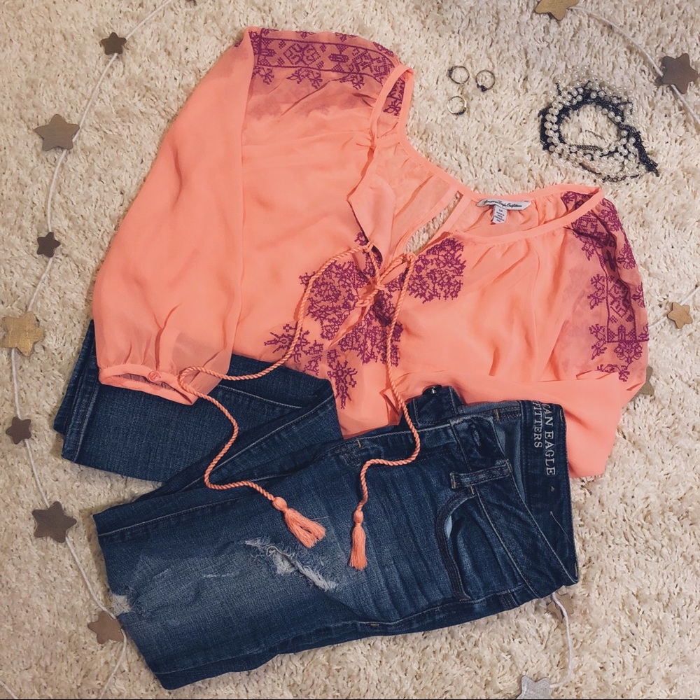 peach american eagle top